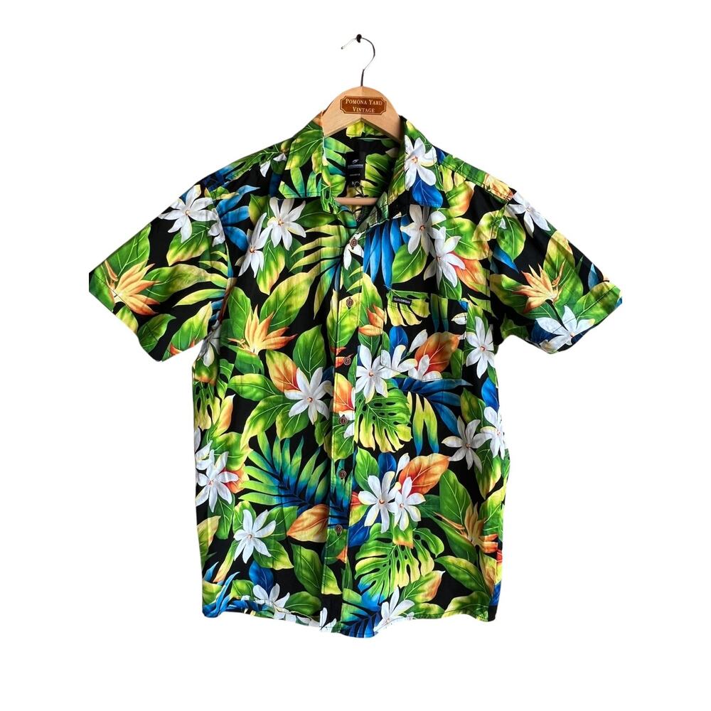 Cloudbreak Men's Hawaiian Shirt Tropical Colorful With Pocket Floral Size Medium